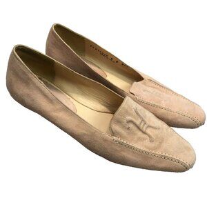 Cole Haan Womens Sz 8 Pink Suede Slip on Almond Toe Shoes Made in Italy
